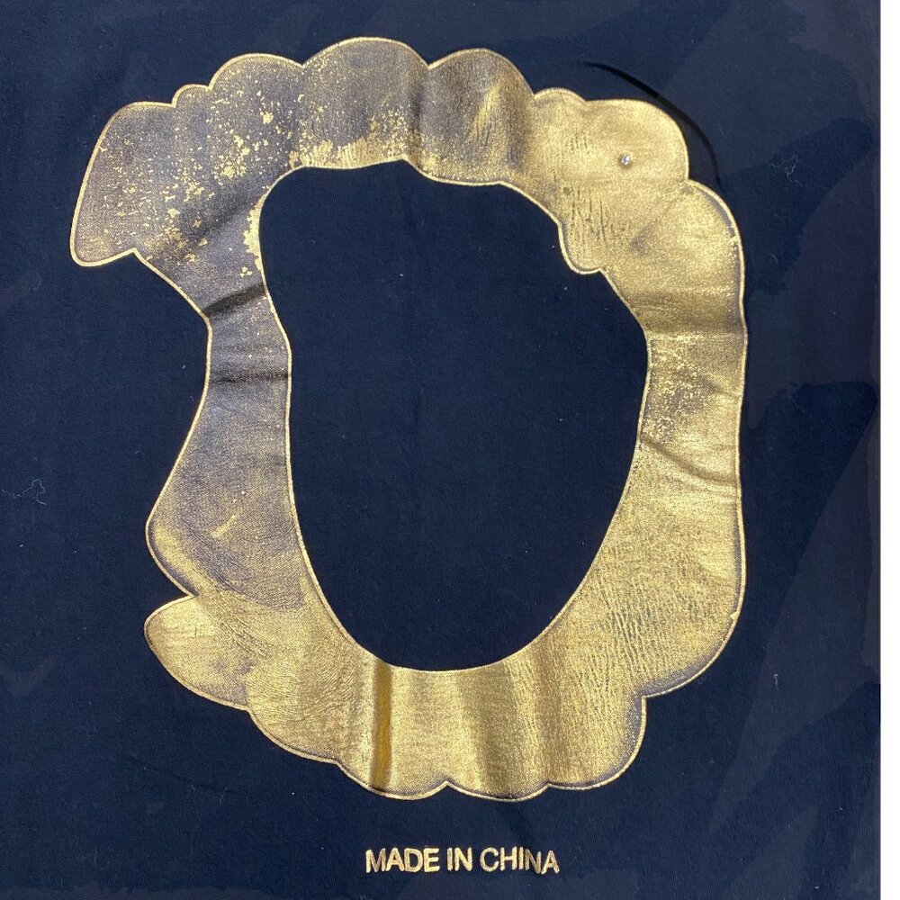CBR Mens S Black Tshirt Gold Grill Vampire Teeth Mouth Metallic Graphic Print